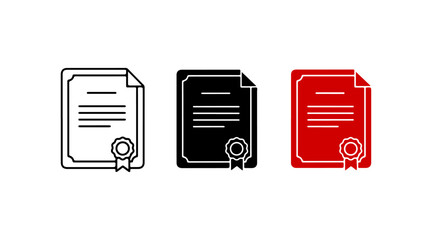 Three colored documents with seals