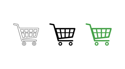 Three shopping carts in different colors