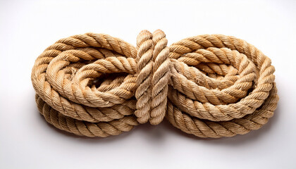 Two Tan Ropes Against A White Background