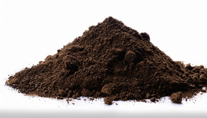 Pile Of Rich Dark Soil On A White Isolated Background