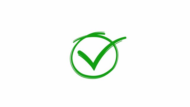 Hand Drawn Check Mark Animation &ndash; Scribble Circle Approval Overlay 4K