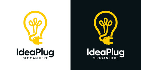 Creative smart charging logo design illustration. Inspiration vector symbol light bulb with plug icon design template