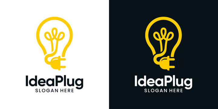 Creative smart charging logo design illustration. Inspiration vector symbol light bulb with plug icon design template