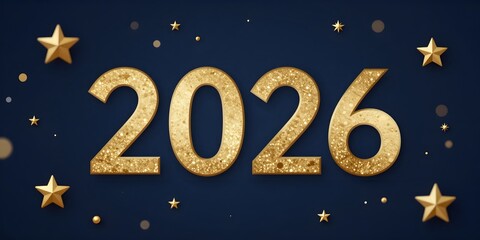 Naklejka premium Sparkling golden numbers illuminate the anticipation for the arrival of year 2026