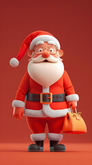 3d Cartoon Character of a santa clause