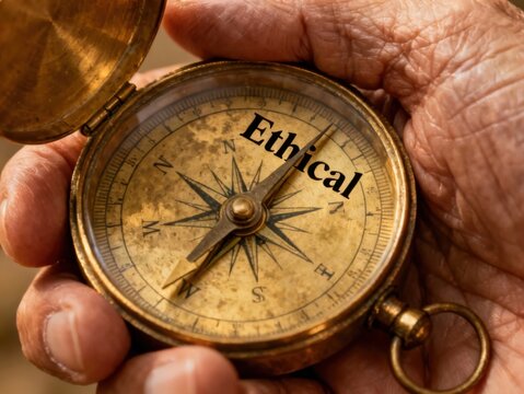 Ethical Compass: Guiding principles and direction in a person's hand with the compass
