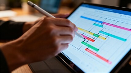 Person using stylus on digital tablet