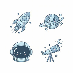 Blue Space Education 4 Icon Pack Cute Vector Graphic Resources