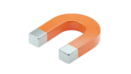 Orange Horseshoe Magnet with Silver Tips