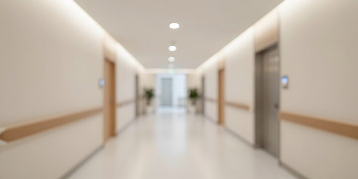 Hallway of hospital corridor with blurred background effect