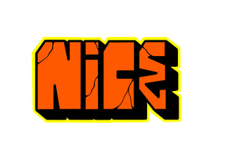 textured graffiti letter NICE city name isolated blockbuster style design