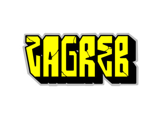 textured graffiti letter ZAGREB city name blockbuster style isolated design