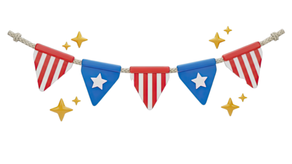 Patriotic Bunting with Stars and Stripes Design