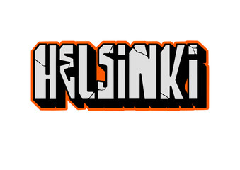 textured graffiti blockbuster style letter HELSINKI city name isolated design