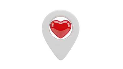 3D Red Heart Inside White Location Pin