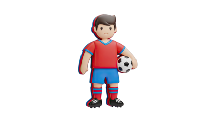 3D Render of a Boy Soccer Player Holding a Ball