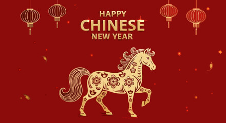 2026 Chinese New Year, year of the horse banner template design