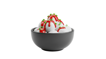 3D Rendering of Takoyaki in a Bowl