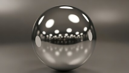 Chrome orb with striking white spots, on a neutral color background
