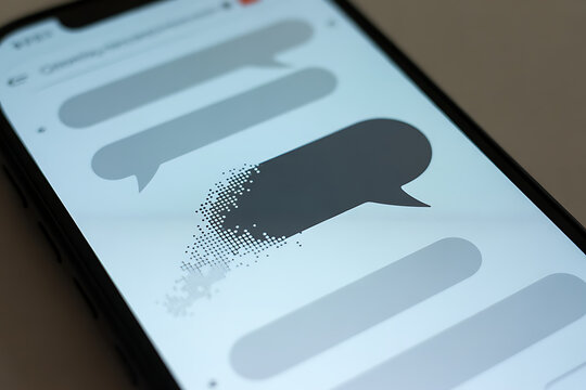 Smartphone screen with disappearing digital chat message