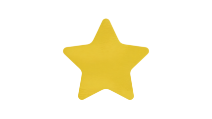 Yellow star icon in simple flat design with bright sunny lighting on plain white background for graphic design