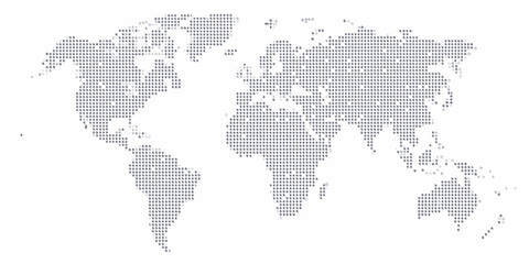A dotted world map illustration showcasing continents and global connections © Ganesh