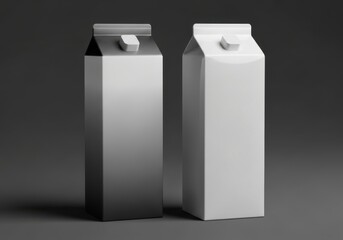Two blank carton beverage containers side by side isolated on white background