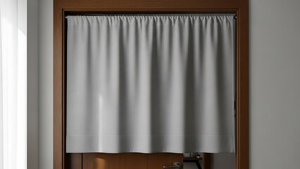 Elegant doorway curtain, natural light filtering for subtle interior design