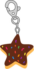Star Cookie Keychain with Colorful Sprinkles