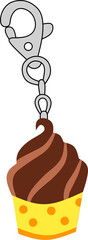 Chocolate Cupcake with Polka Dot Wrapper keychain 