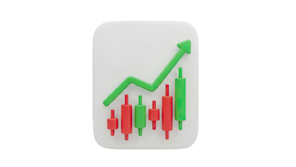 3D Stock Chart with Upward Trend and Candlesticks