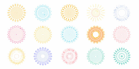 Collection of colorful circular ornamental designs and floral pattern elements © Sabuj