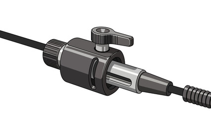 Close-up of a mechanical connector with a handle.