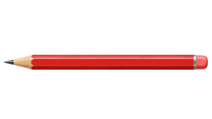 A vibrant red wooden pencil with an eraser, isolated on a white background.