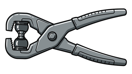 Cartoon Illustration of Water Pump Pliers Holding a Pipe Fitting