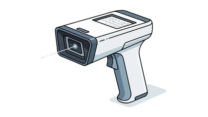 Infrared thermometer isolated on a white background with a laser beam