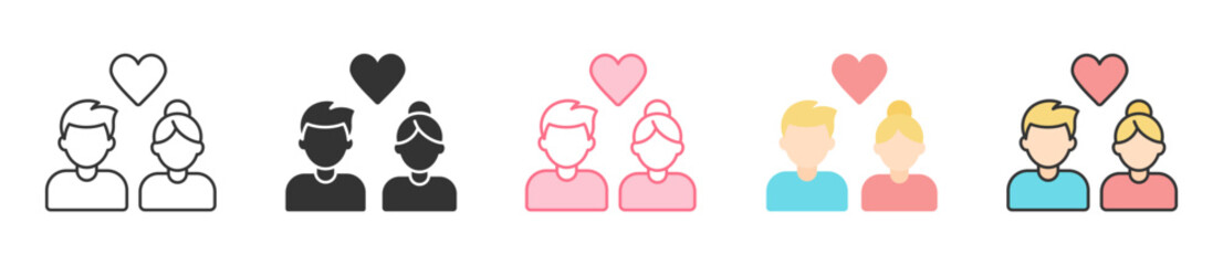 Couple Icon Set Multiple Style Collection