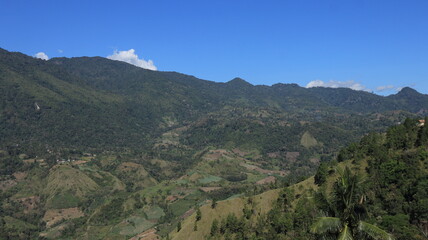 Obraz premium mountain panorama photo from the roadside, Enrekang Indonesia location.