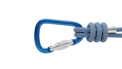Blue Climbing Carabiner with Rope
