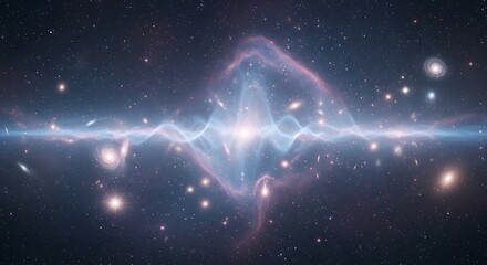 Mystical cosmic event creates glowing horizon within star speckled cosmos