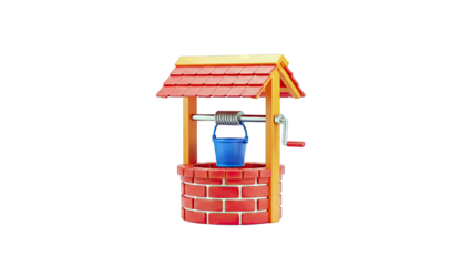 Cartoon Well with Bucket