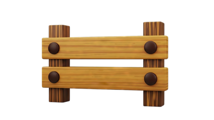 Cartoon Wood Fence Section with Dark Bolts
