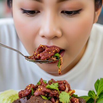 Bold Taste Moment: Larb Leuat Neua Close-Up