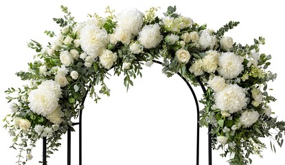 Floral Archway Elegance: Stunning Arrangement of White Flowers and Greenery for Special Occasions, Natural Beauty and Botanical Artistry