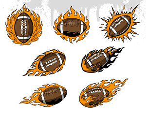 collection vector of American football ball illustration in various style