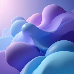 Close up of smooth flowing 3D organic shapes rendered in a vibrant gradient of purple pink and blue