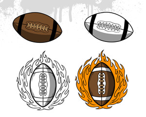 collection vector of American football ball illustration in various style