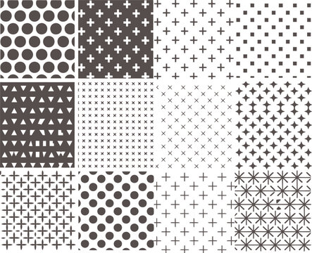 Adobe Illustrator Artwork Set of seamless polka dot patterns and black halftone circles textures for creative graphic design and background elements on transparent background