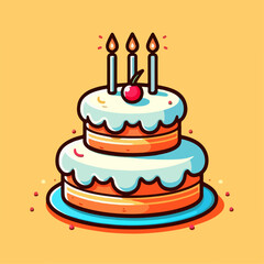 Beautiful birthday cake cartoon vector illustration