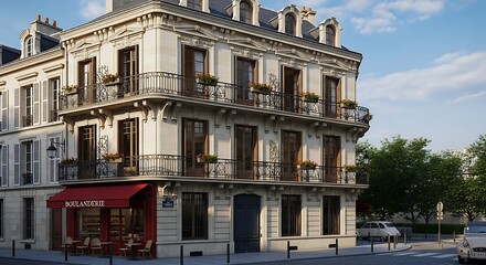 Historic European city street architecture building.